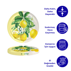 Hijyenik Paketli 10 Adet Kavanoz Kapağı Meyve Desenler 82 mm Lemon