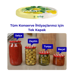 Hijyenik Paketli 10 Adet Kavanoz Kapağı Meyve Desenler 82 mm Lemon