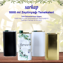 Sarkap 1 L (1000 ml) Kapaklı Zeytinyağı Tenekesi Gold