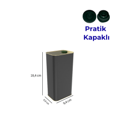 Sarkap 1 L (1000 ml) Kapaklı Zeytinyağı Tenekesi Mat Siyah