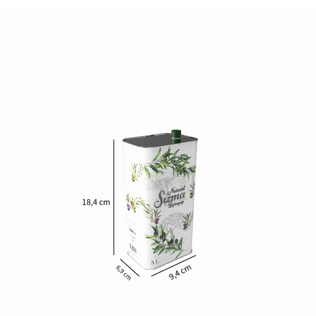 Sarkap 1 L (1000 ml) Kapaklı Zeytinyağı Tenekesi BeyazYeşilZeytin