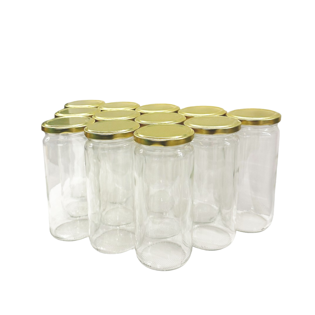 Sarkap 12'li 500 ml Kapaklı Cam Kavanoz - Gold Kapak
