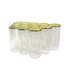 Sarkap 12'li 500 ml Kapaklı Cam Kavanoz - Gold Kapak