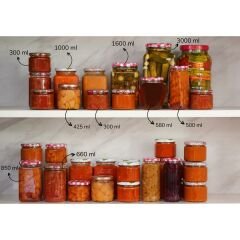 Sarkap 4'lü 3000 ml Kapaklı Köşeli Cam Kavanoz - Gold Kapak