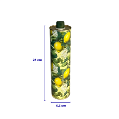 Sarkap Dekoratif 750 ml (0,75 L) Kapaklı Silindir Boş Zeytinyağı Tenekesi Limon