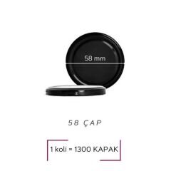 1 Koli 58 mm Dökme (1300 Adet)  Kavanoz Kapağı - Siyah