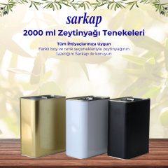 Sarkap 2 L (2000 ml) Kapaklı Kulplu Zeytinyağı Tenekesi Gold