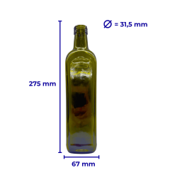 Sarkap 750 ml Marasca Kapaklı Cam Zeytinyağı Şişesi Yağdanlık Yeşil Akıtmasız Kapak