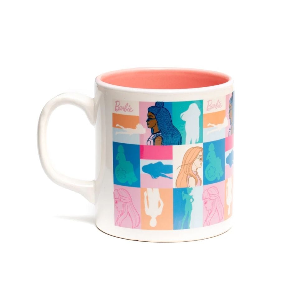 Barbie Kare Resimli İç Pembe Dış Beyaz Mug