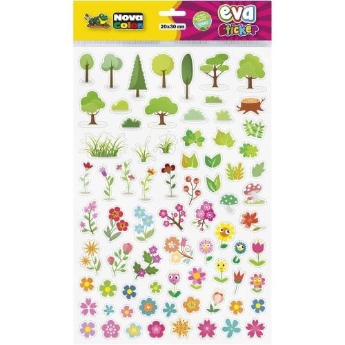 Nova Color Eva Yapışkanlı EVA A4 Sticker 20x30 Karışık