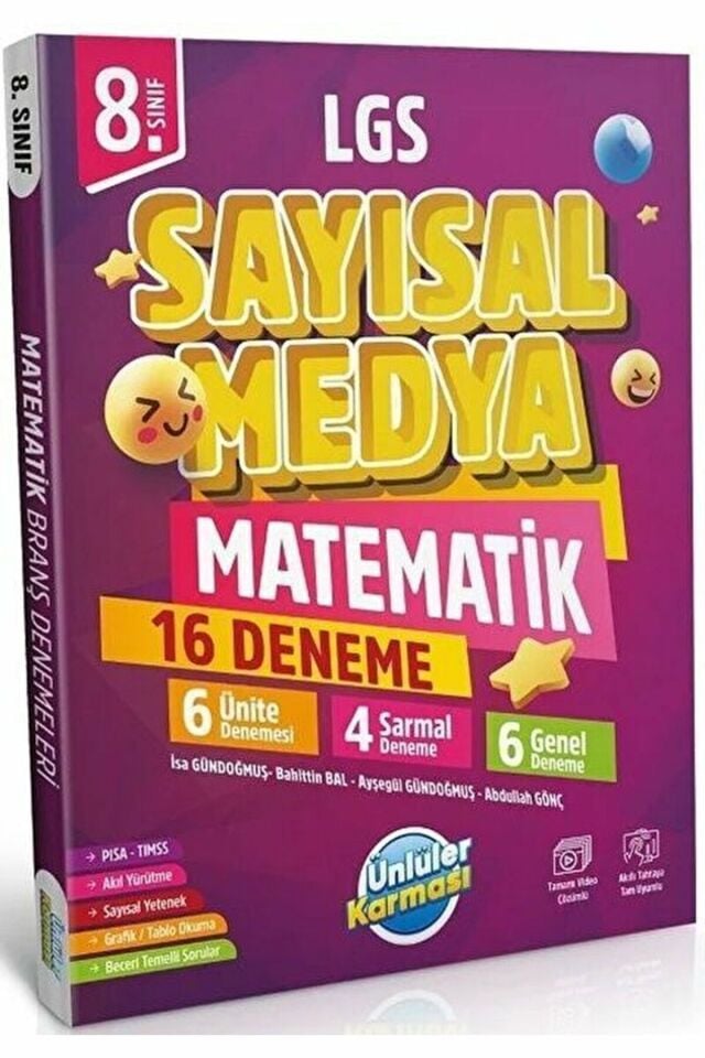 8. Sınıf LGS Sayısal Medya Matematik 16 Deneme / Kolektif / Ünlüler Yayınları / 9786057306913