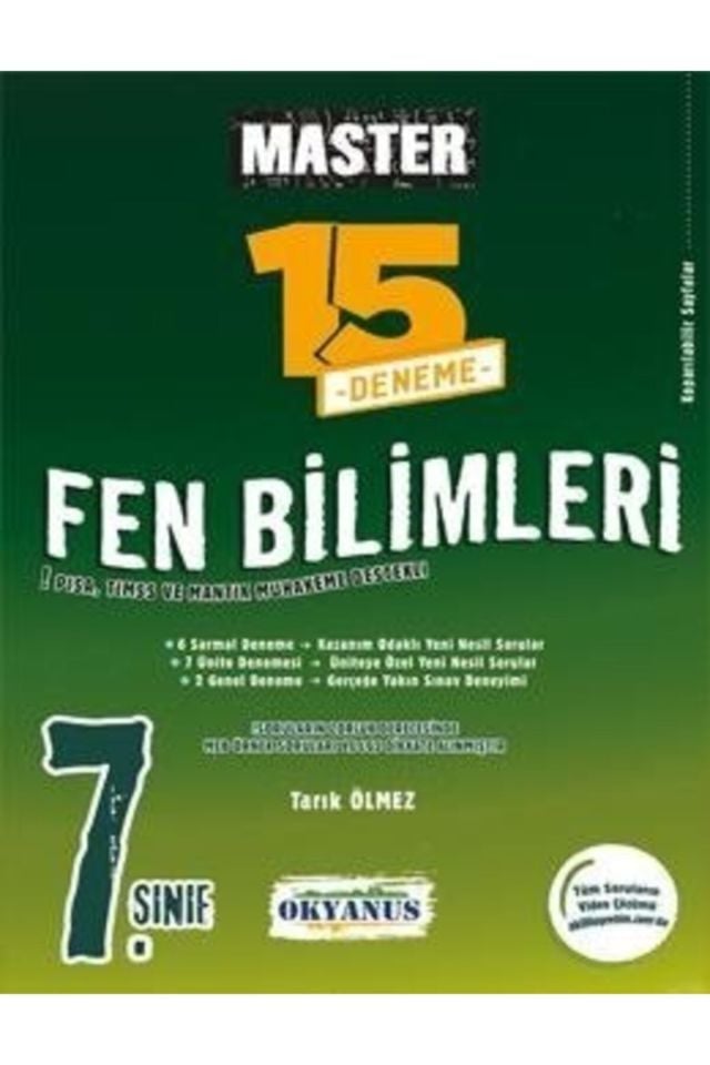 7. Sınıf Fen Bilimleri Master 15 Deneme / Tarık Ölmez / Okyanus Yayınları / 9786052286296