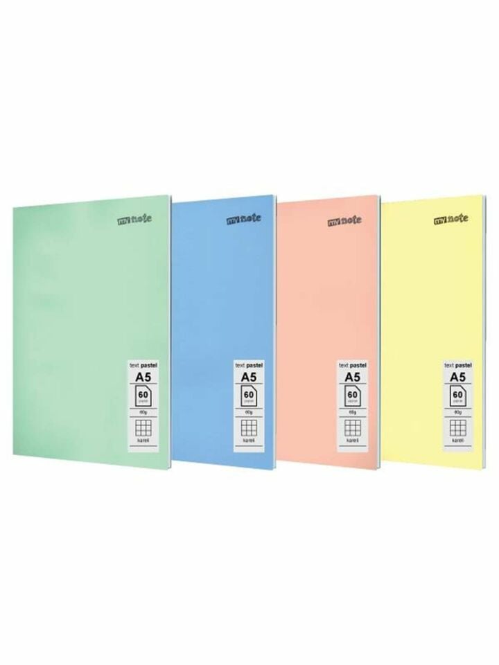 My Note Pastel Spiralli 60 Yaprak Kareli A5 Defter