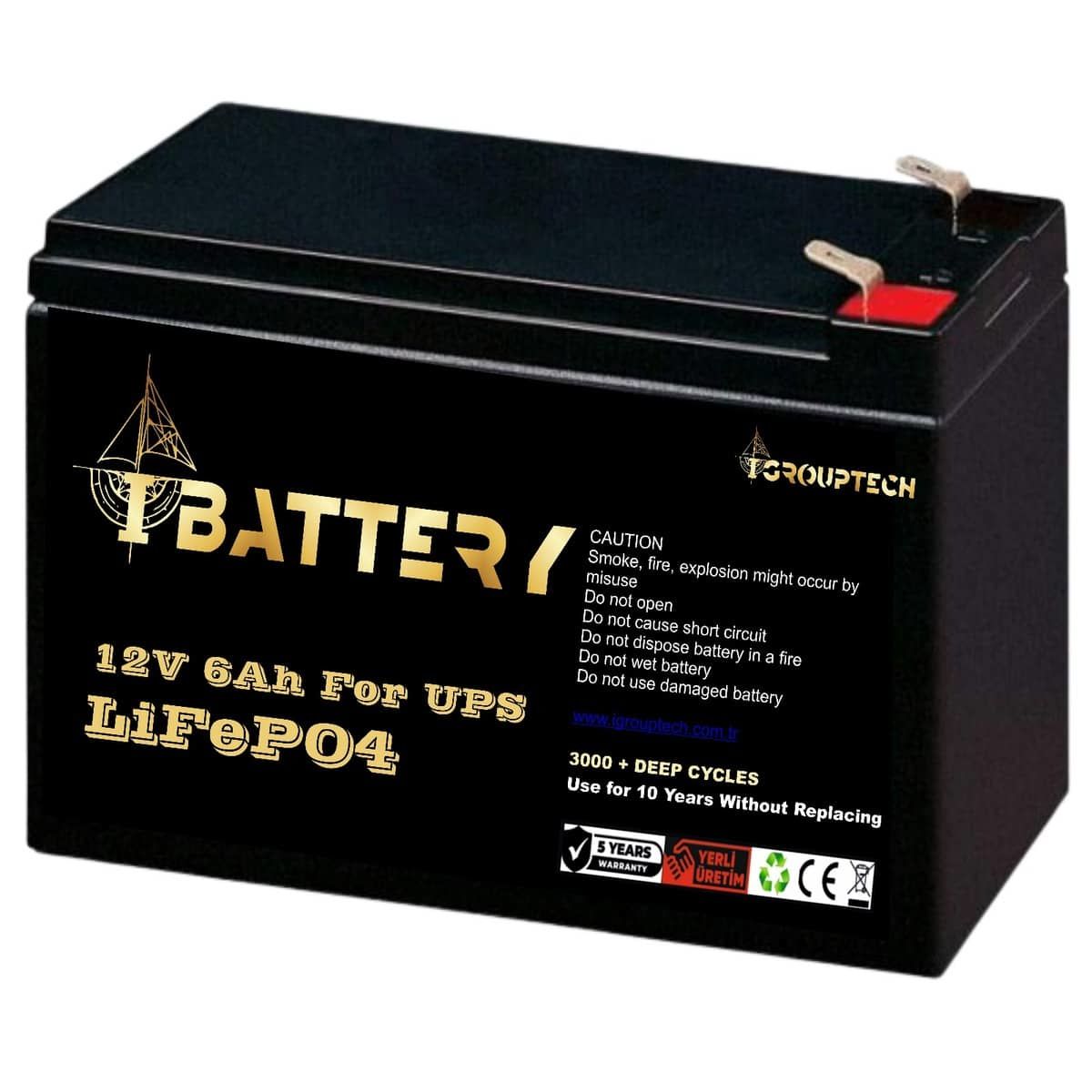 Ibattery LiFePO4 12V 6A Yeni Teknoloji  Ups Akü