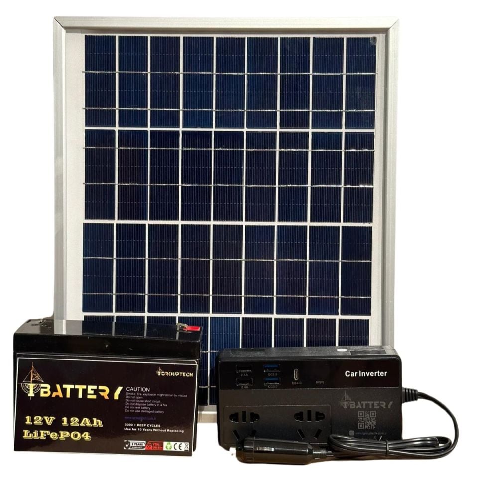 Taşınabilir Ibattery LiFePO4 12V 12A Akülü Solar Sistem