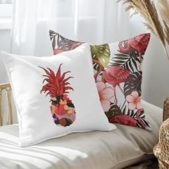 eJOYA Flamingo Ve Ananas Tasarımlı 2'li Yastık İçi Ve Kırlent Kılıfı 45cm 113475