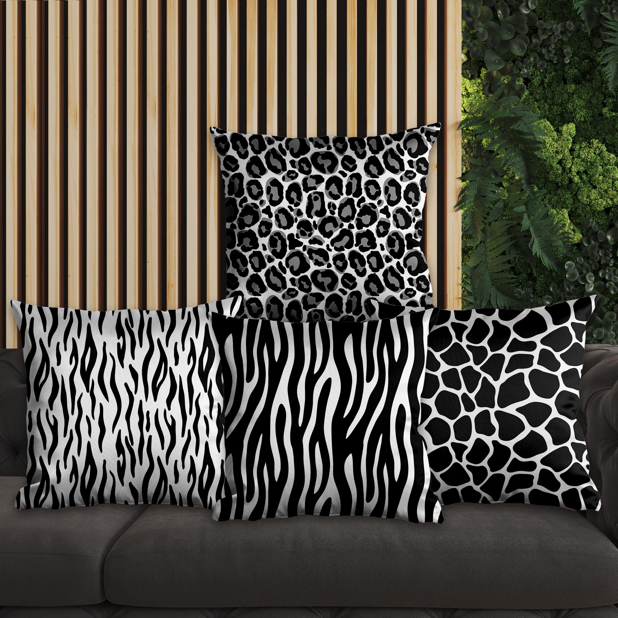 eJOYA Zebra Ve Leopar Desenli 4'lü Yastık İçi Ve Kırlent Kılıfı 45cm 113852