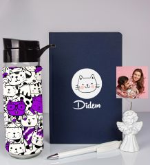 eJOYA Kişiye Özel Defter Kalem Matara Ve Fotoğraflı Notluk Hediye Seti 93537