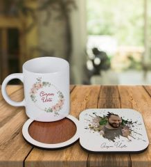 eJOYA Kişiye Özel Tasarım Kupa Bardak Ve Fotoğraflı Ahşap Bardak Altlığı 99221