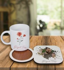 eJOYA Kişiye Özel Tasarım Kupa Bardak Ve Fotoğraflı Ahşap Bardak Altlığı 99326