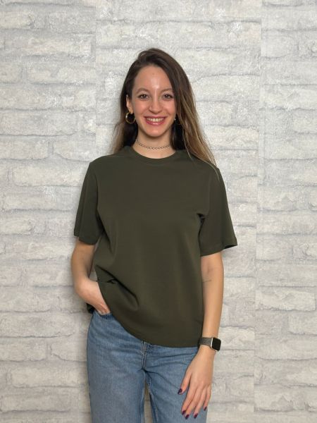 Haki Renk Bisiklet Yaka Kısa Kollu Basic Tişört
