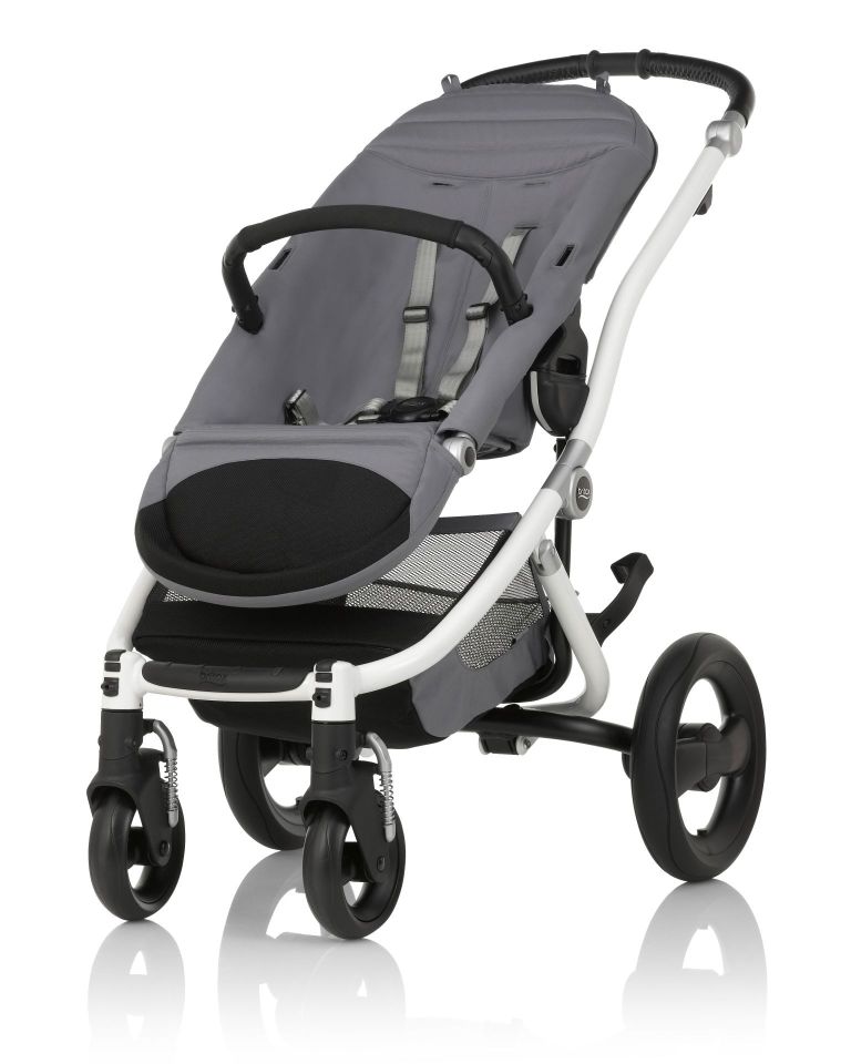 Britax Römer Affinity 2 Bebek Arabası Gri Kumaş Beyaz Kasa + Kırmızı Renk Paketi HEDİYE