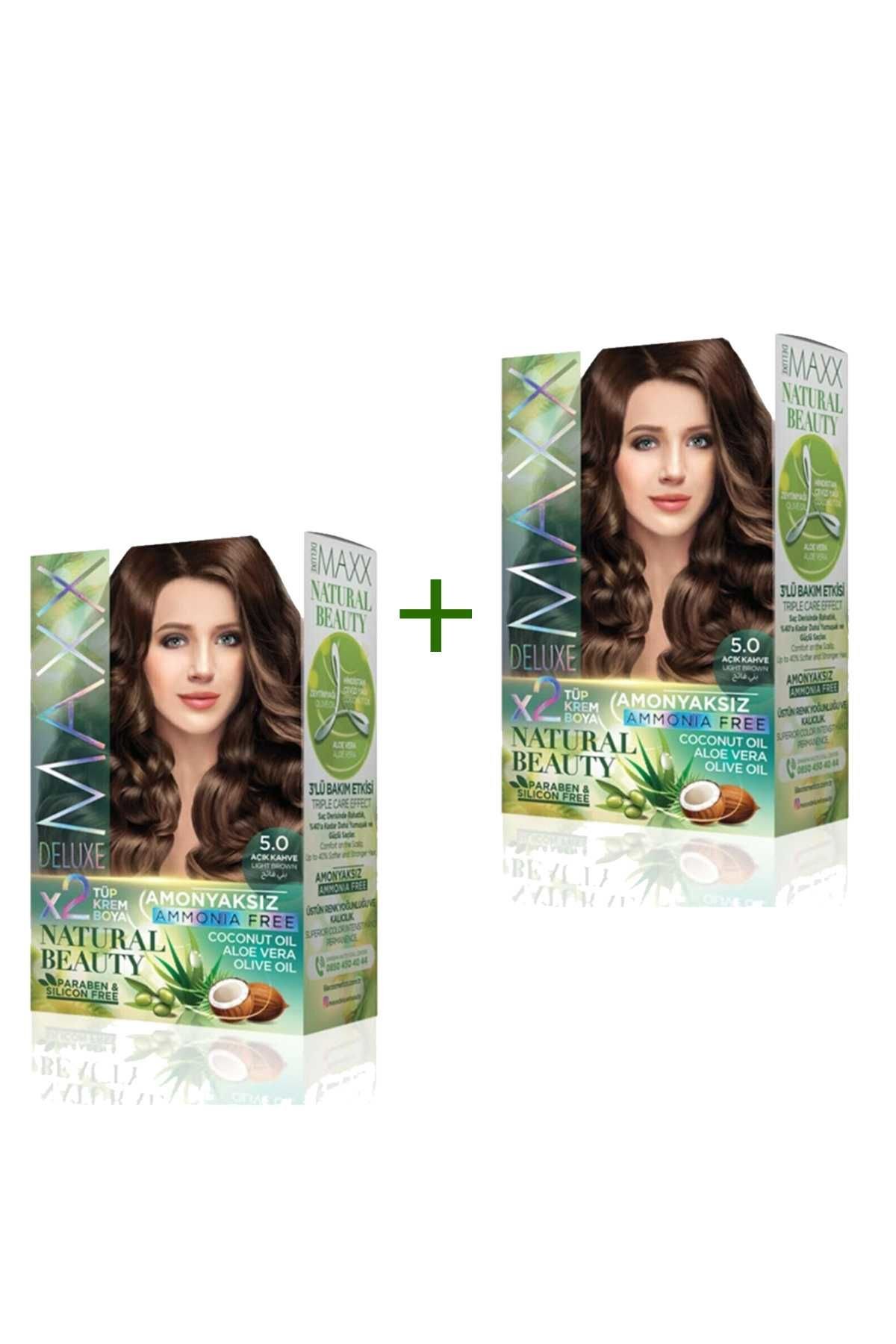 2 Paket Natural Beauty Amonyaksız Saç Boyası 5.0 Açık Kahve