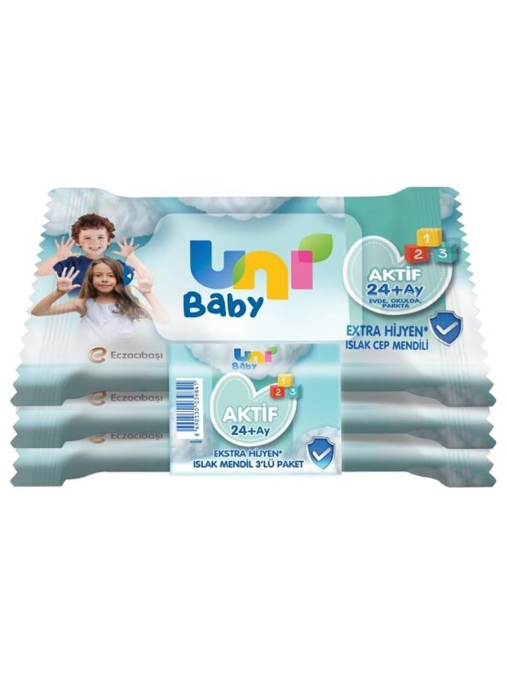 Uni Baby Aktif Ekstra Hijyen Cep Mendil 24+ Ay 3x15 Adet