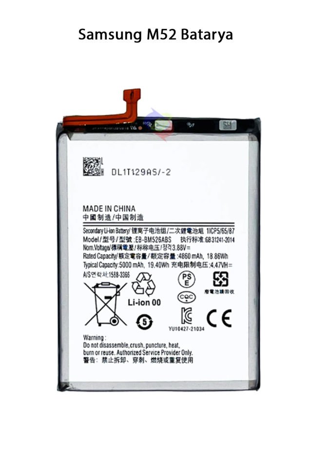 Samsung M52 Telefonlarla Uyumlu Batarya 5000 mAh