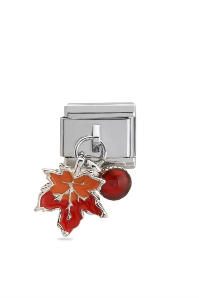 Çelik Charm Çınar Yaprağı Figürlü