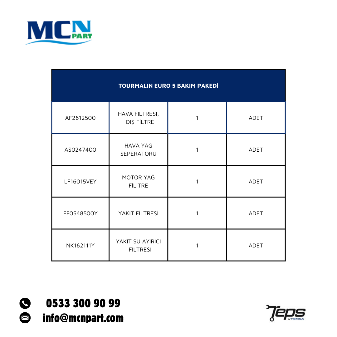 TBKM-TRM-E5-STD E5 TEPS STD BAKIM PAKETİ_TOURMALİN