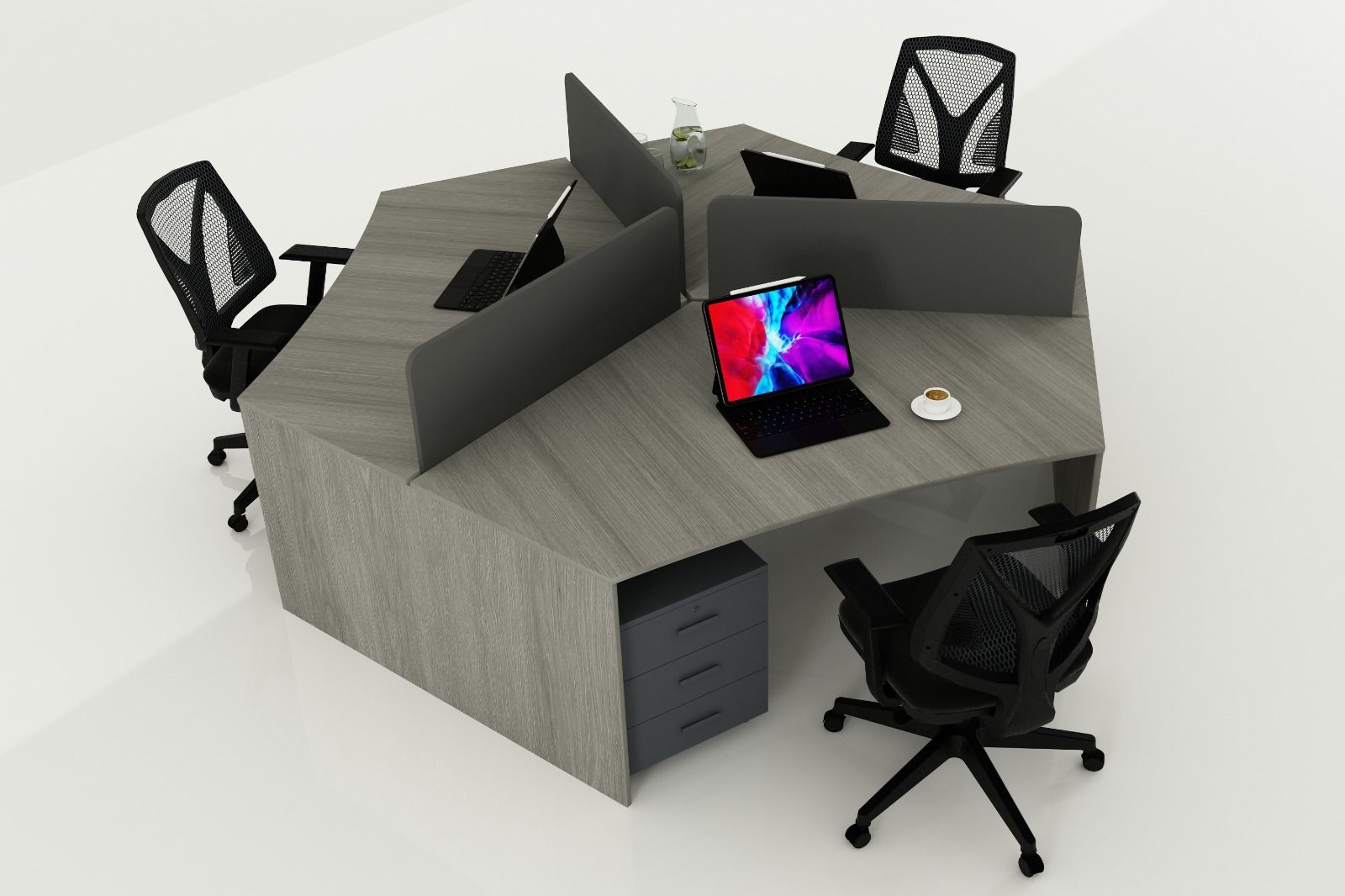 YONCA ÜÇLÜ WORKSTATION ANTRASİT MEŞE