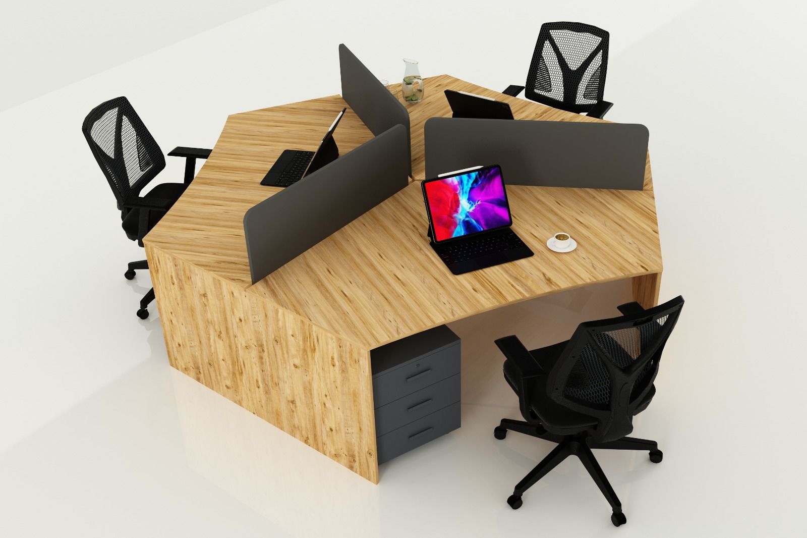 YONCA ÜÇLÜ WORKSTATION ATLANTİK ÇAM