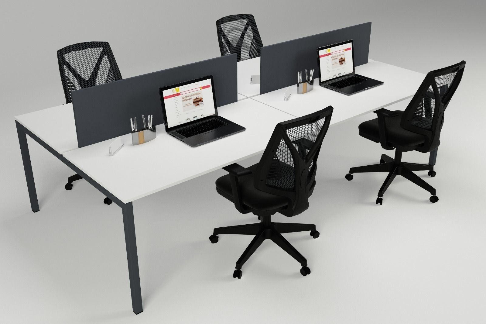 LİNK DÖRTLÜ WORKSTATION BEYAZ - 280X140X75H