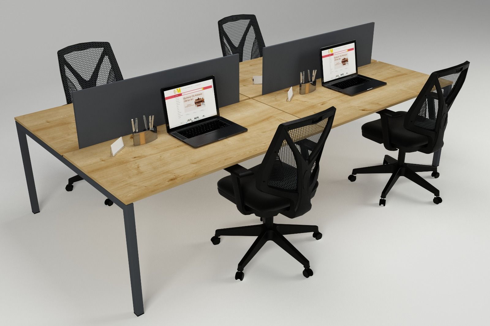 LİNK DÖRTLÜ WORKSTATION SAFİR MEŞE - 280X140X75H