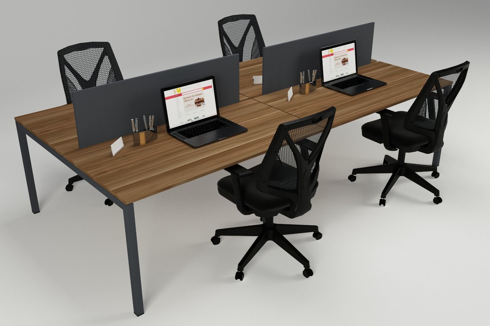 LİNK DÖRTLÜ WORKSTATION ANADOLU CEVİZ - 280X140X75H