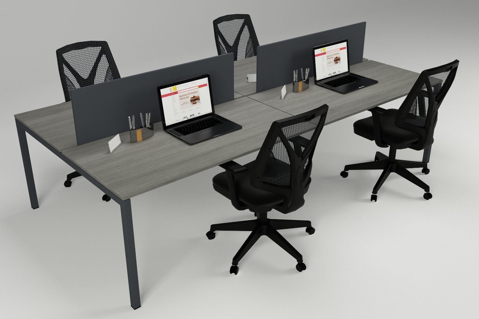 LİNK DÖRTLÜ WORKSTATION ANTRASİT MEŞE - 240X140X75H
