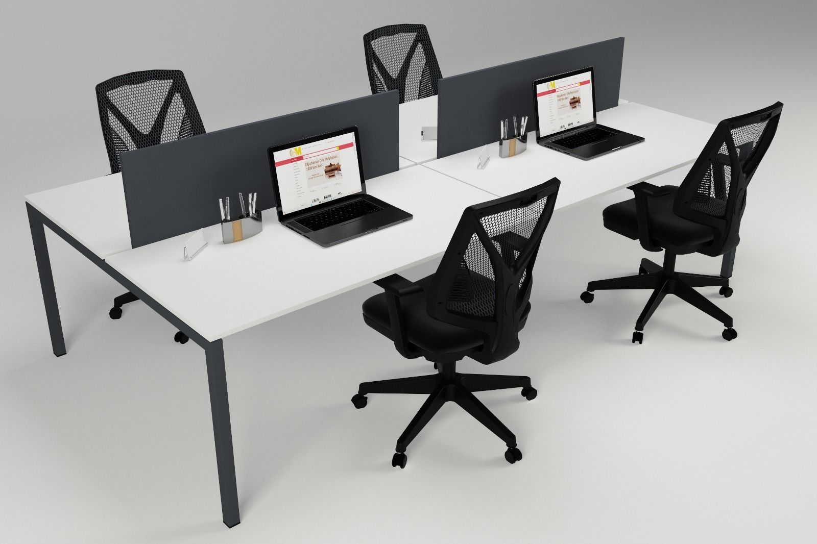 LİNK DÖRTLÜ WORKSTATION BEYAZ - 240X140X75H