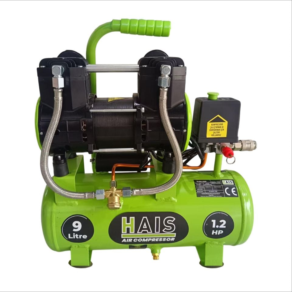 Hais 9 Litre Sessiz Yağsız Hava Kompresörü 0,75 HP