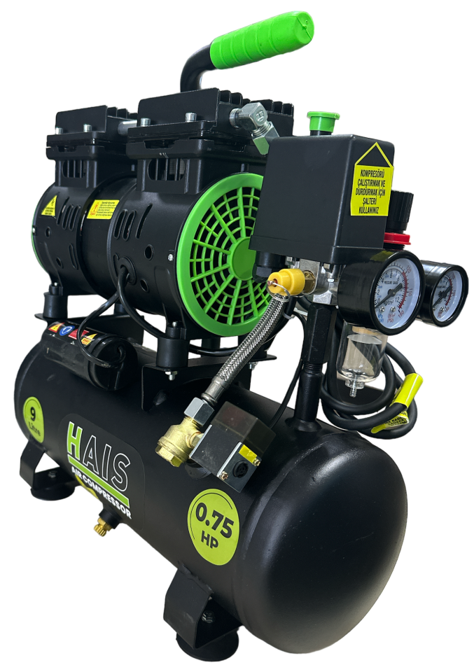 Hais 9 Litre Sessiz Yağsız Hava Kompresörü 0,75 HP