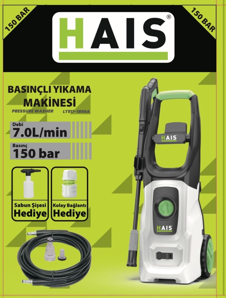 Hais 150 Bar Basınçlı Yıkama Makinesi LT517-1800A