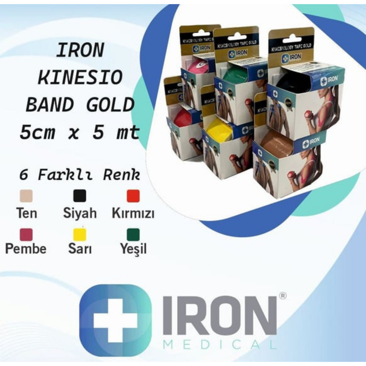 Iron Kinesiology Tape Gold Ağrı Bandı Ten 5 cm x 5 m