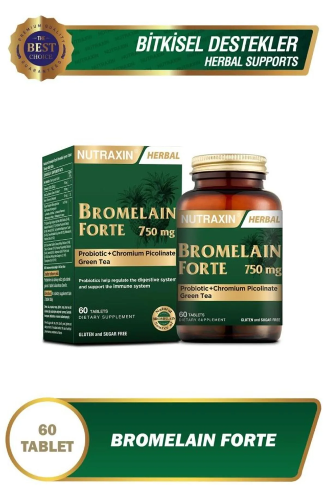 Nutraxin Bromelain Forte 750 MG - Takviye Edici Gıda 60 Tablet