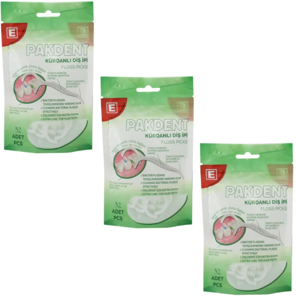 Pakdent Kürdanlı Diş İpi 32'li - 3 Paket