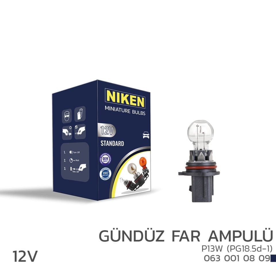 NIKEN 12V P13W GÜNDÜZ FAR AMPULÜ (PG18.5d-1) 10LU