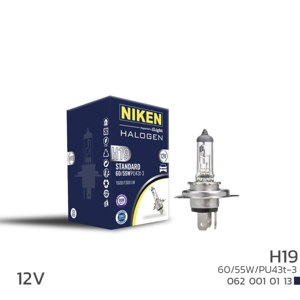 Niken 12V H19 60W/55W Halojen Ampul PU43T-3