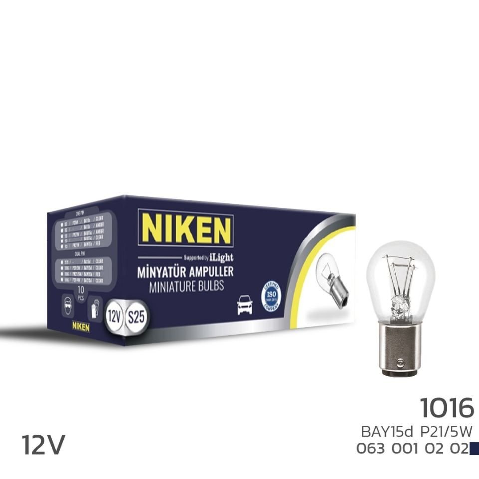 Niken 12V 1016 Ampul ŞT (P21/5W) BAY15D 10 LU