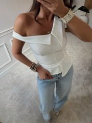 Bianca Atlas Beyaz Bluz