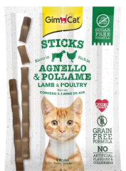 GimCat Sticks Kuzulu ve Tavuklu Taurinli Tahılsız Kedi Ödül Çubuğu 20gr