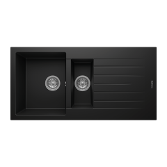 RealStone P005 Troya 100 1.5 Gözlü Damlalıklı Granit Eviye Siyah